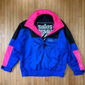 Vintage 90s Solus Pro Pullover Jacket Blue Pink Black Half-Zip Unisex Sz. XL